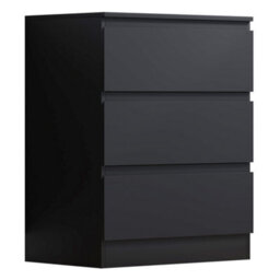 Fwstyle Stora 3 Drawer Black Chest Of Drawers (H) 77 (W) 60 (D) 40Cm Extra Deep 14Cm Drawers - thumbnail 7