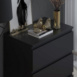 Fwstyle Stora 3 Drawer Black Chest Of Drawers (H) 77 (W) 60 (D) 40Cm Extra Deep 14Cm Drawers - thumbnail 6