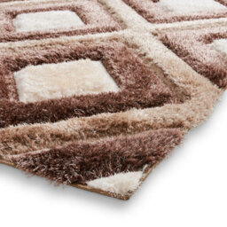 Beige Brown Shaggy Rug, 40mm Thickness Geometric Rug, Modern Rug For Bedroom, Living Room, & Dining Room-160Cm X 220Cm - thumbnail 4