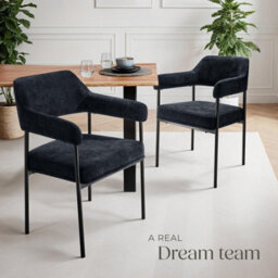 Tectake Set Of 2 Armchair Doé - Durable Fabric, Black Powder-Coated Legs, 120 Kg Load, 58 X 62 X 85 Cm  - Woven Fabric Black/black - thumbnail 8