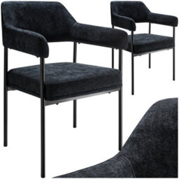 Tectake Set Of 2 Armchair Doé - Durable Fabric, Black Powder-Coated Legs, 120 Kg Load, 58 X 62 X 85 Cm  - Woven Fabric Black/black - thumbnail 1