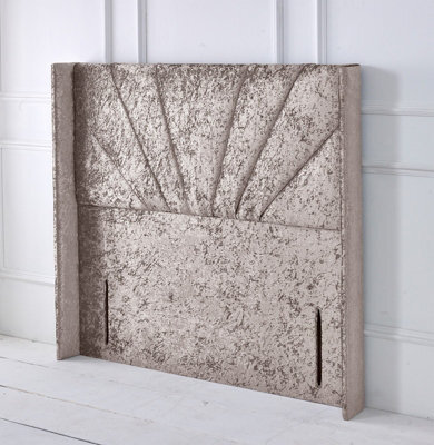 "Adore Designs Alexander Winged Crushed Velvet 6Ft Super King 50"" Floor Standing Headboard - Champagne"