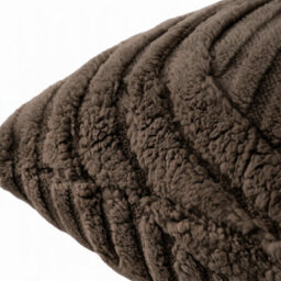 Living And Home Dark Coffee Plush Square Throw Pillow Cover Polyester Textured Cushion Case With Hidden Zipper 45X45Cm - thumbnail 6