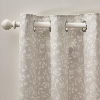 Catherine Lansfield Brooke Floral 46X72 Inch Lined Eyelet Curtains Two Panels Natural - image 1