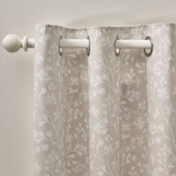 Catherine Lansfield Brooke Floral 46X72 Inch Lined Eyelet Curtains Two Panels Natural