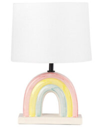 Beliani Table Lamp Multicolour Ceramic Base With White Drum Shade - Contemporary, W28 X D28 X H42Cm - thumbnail 2