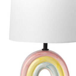 Beliani Table Lamp Multicolour Ceramic Base With White Drum Shade - Contemporary, W28 X D28 X H42Cm - thumbnail 4