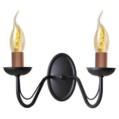 Luminosa Lighting Luminosa Malbo Candle Wall Lamp Black, Copper 32Cm