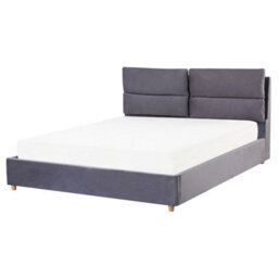 Beliani Ottoman Bed Velvet Batilly 160 X 200 Cm (Eu King Size) Grey - thumbnail 4