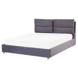 Beliani Ottoman Bed Velvet Batilly 160 X 200 Cm (Eu King Size) Grey - thumbnail 5