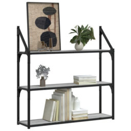 Berkfield 3-Tier Wall Shelf Grey Sonoma 80X21X78.5 Cm Engineered Wood - thumbnail 3