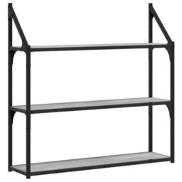 Berkfield 3-Tier Wall Shelf Grey Sonoma 80X21X78.5 Cm Engineered Wood - thumbnail 2
