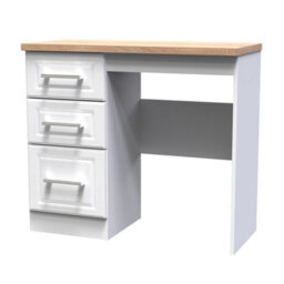 Sevilla Ready Assembled Matt White Light Oak Effect 3 Drawer Non-Extendable Medium Dressing Table (H)795mm (W)930mm (D)415mm - thumbnail 1