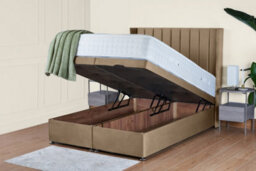 UKBEDFURNITURE Victoria Plush Beige End Opening Divan Ottoman Bed With 54 Inch Headboard - thumbnail 2