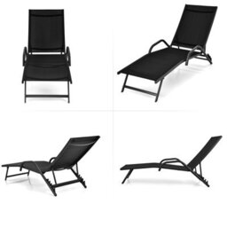 Costway Set Of 2 Outdoor Chaise Lounge Chairs 5-Position Adjustable Recliners Sun Lounge - thumbnail 9