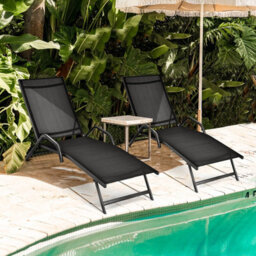 Costway Set Of 2 Outdoor Chaise Lounge Chairs 5-Position Adjustable Recliners Sun Lounge - thumbnail 7