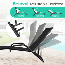 Costway Set Of 2 Outdoor Chaise Lounge Chairs 5-Position Adjustable Recliners Sun Lounge - thumbnail 4