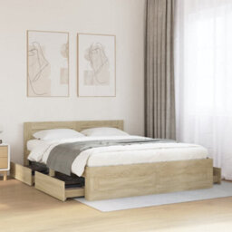 Berkfield Bed Frame With Headboard Without Mattress Sonoma Oak 160X200 Cm - thumbnail 1