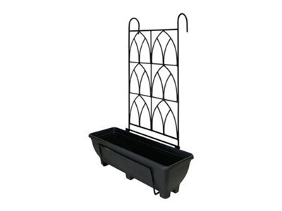 Garden Pride Balcony/fence Holder - Decorative Trellis Back Planter Holder - Charcoal - image 1