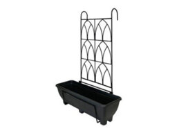 Garden Pride Balcony/fence Holder - Decorative Trellis Back Planter Holder - Charcoal