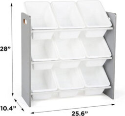 Humble Crew Children's Shelf, Toy Organiser Shelf With 9 Storage Boxes, Grey/white - thumbnail 5