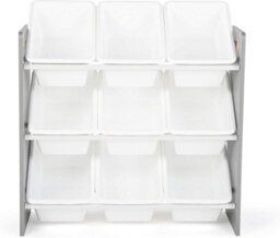 Humble Crew Children's Shelf, Toy Organiser Shelf With 9 Storage Boxes, Grey/white - thumbnail 3