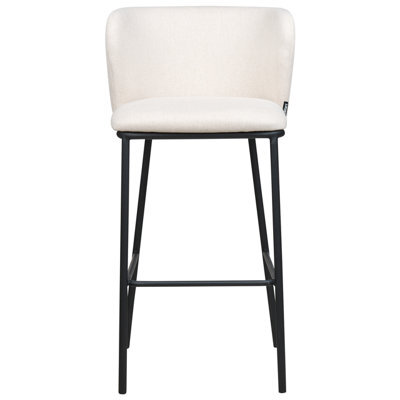 Wyld And Coco Set Of 2 Bar Chairs, Off-White Polyester Upholstery, Curved Backrest, Built-In Footrest - image 1