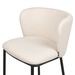 Wyld And Coco Set Of 2 Bar Chairs, Off-White Polyester Upholstery, Curved Backrest, Built-In Footrest - thumbnail 6