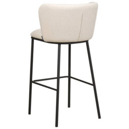 Wyld And Coco Set Of 2 Bar Chairs, Off-White Polyester Upholstery, Curved Backrest, Built-In Footrest - thumbnail 5