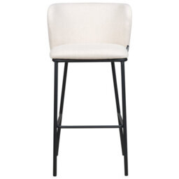 Wyld And Coco Set Of 2 Bar Chairs, Off-White Polyester Upholstery, Curved Backrest, Built-In Footrest - thumbnail 1