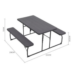 Breeins 180Cm W Outdoor Garden Bistro Set Dining Room Set Foldable Picnic Table And Bench Set With Parasol Hole, Black - thumbnail 8