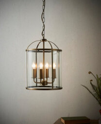 Anson Lighting Powell 4Lt Pendant Light Finished In Antique Brass Plate And Clear Glass - thumbnail 2