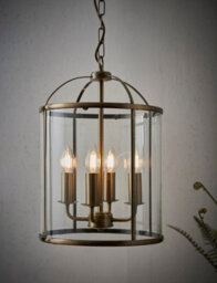 Anson Lighting Powell 4Lt Pendant Light Finished In Antique Brass Plate And Clear Glass - thumbnail 1