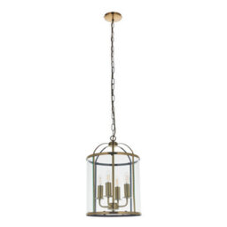 Anson Lighting Powell 4Lt Pendant Light Finished In Antique Brass Plate And Clear Glass - thumbnail 4