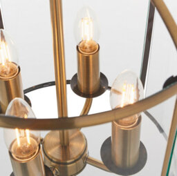 Anson Lighting Powell 4Lt Pendant Light Finished In Antique Brass Plate And Clear Glass - thumbnail 5