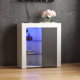 Lassic Vida Designs Azura White & Grey 1 Door Led Sideboard Storage Cabinet Cupboard - thumbnail 7