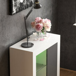 Lassic Vida Designs Azura White & Grey 1 Door Led Sideboard Storage Cabinet Cupboard - thumbnail 4