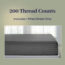 Oxford Homeware Grey Satin Stripe Fitted Sheet 40Cm Extra Deep Pocket Soft Easy Care Bedding Sheet (W)152Cmx(L)200Cm (King) - thumbnail 3