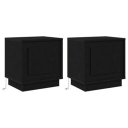 Berkfield Bedside Cabinets With Led Lights 2 Pcs Black Oak 44X34,5X45 Cm - thumbnail 2