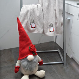 Allure Bath Fashions Pack Of 2 Gonk Christmas Hand Towels - 100% Cotton Festive Tea Towels (Grey) - thumbnail 4