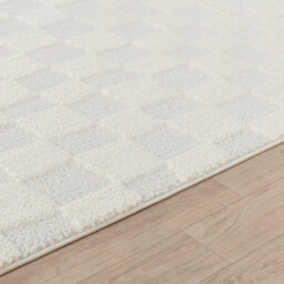 Livabliss Freud-Modern Off-White Ivory High Pile Checkered Living Dining Bedroom Rug 160 X 213 Cm Easy Care, Non Shedding - thumbnail 3