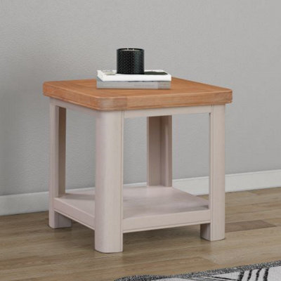 Buttercup Farm Bologna Painted Lamp Table With Shelf - L50 X W50 X H50 Cm - Oak - image 1