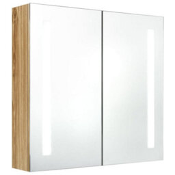 Berkfield Stylish Led Bathroom Mirror Cabinet Oak 62X14X60 Cm