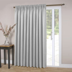 Ameha Light Grey 230 Gsm Plain Thermal Blackout Pencil Pleat Door Curtain For Bedroom Single Panel Energy Saving 66'' X 84'' Uk - thumbnail 6