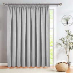 Ameha Light Grey 230 Gsm Plain Thermal Blackout Pencil Pleat Door Curtain For Bedroom Single Panel Energy Saving 66'' X 84'' Uk - thumbnail 4
