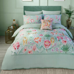 Soirée Tropical Leopard 500 Thread Count Green Duvet Cover Set - thumbnail 5