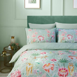 Soirée Tropical Leopard 500 Thread Count Green Duvet Cover Set - thumbnail 2
