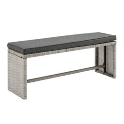 Home Detail Cali Grey Rattan Dark Grey Cushions 6 Piece Garden Corner Sofa Set Footstools Bench Glass Top Table - thumbnail 4