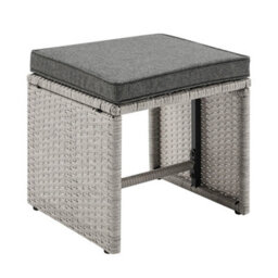 Home Detail Cali Grey Rattan Dark Grey Cushions 6 Piece Garden Corner Sofa Set Footstools Bench Glass Top Table - thumbnail 5