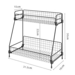 Living And Home 2 Tiers Black Kitchen Spice Rack Bathroom Shower Organizer Storage Shelf W 315 mm - thumbnail 8